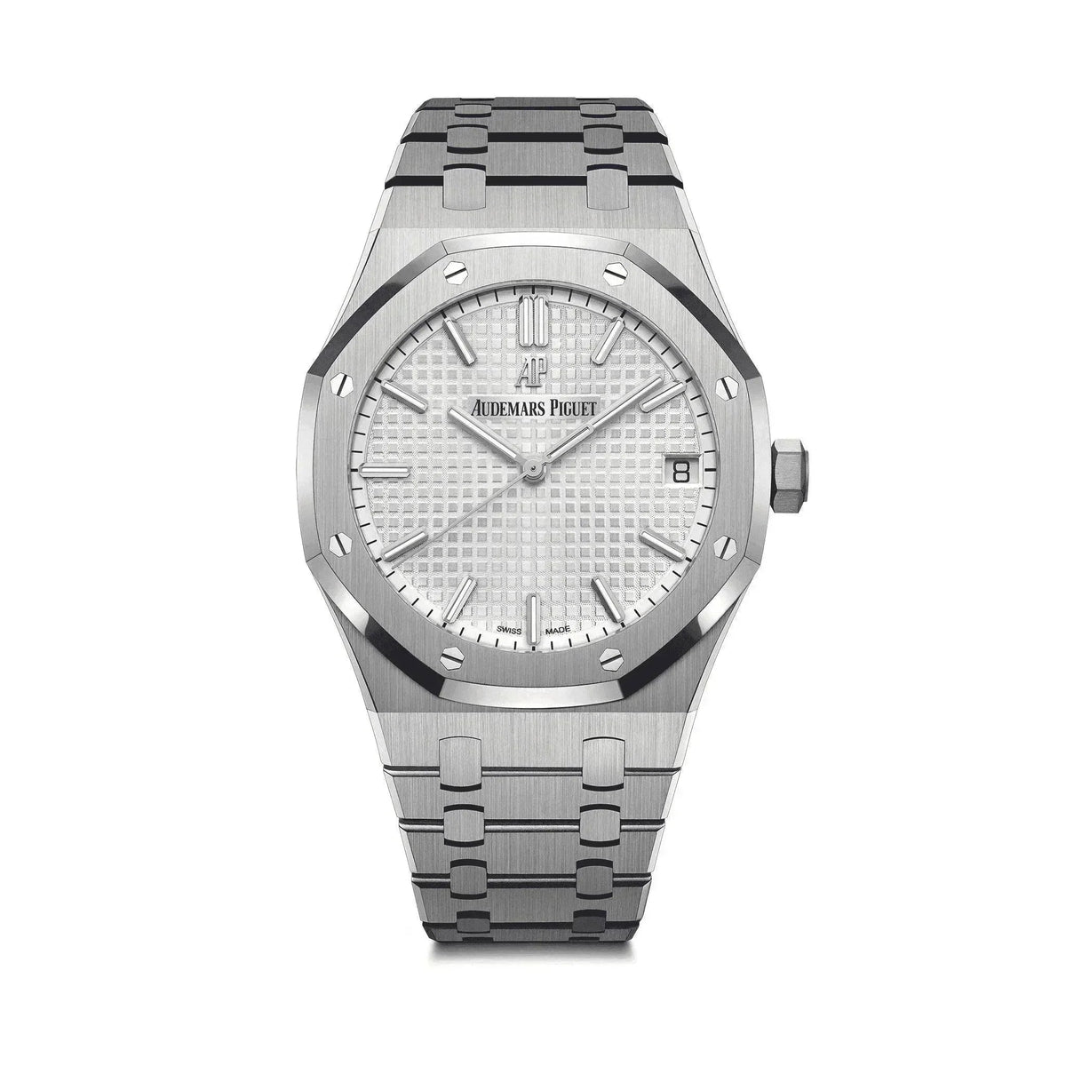 Audemars Piguet Royal Oak men’s watch, white dial, 41mm stainless steel bracelet