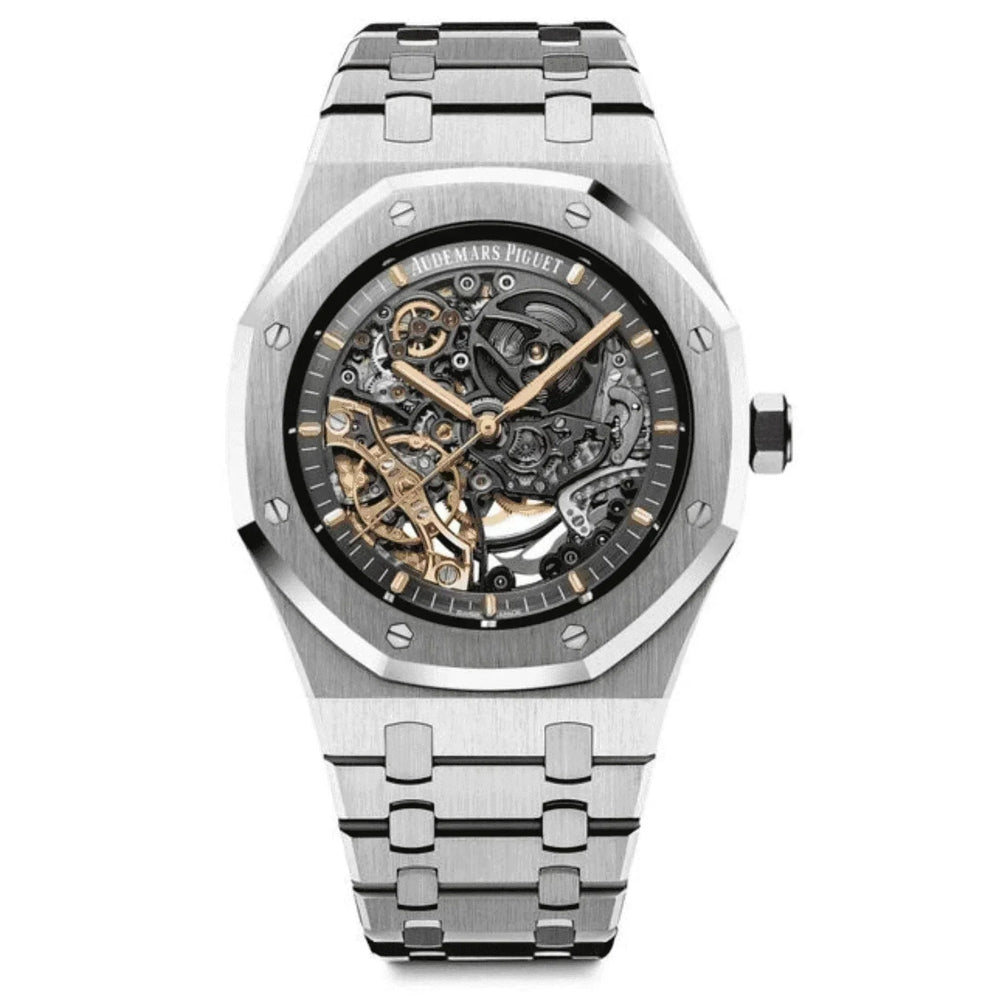 Audemars Piguet Royal Oak skeleton dial men's luxury watch with stainless steel bracelet