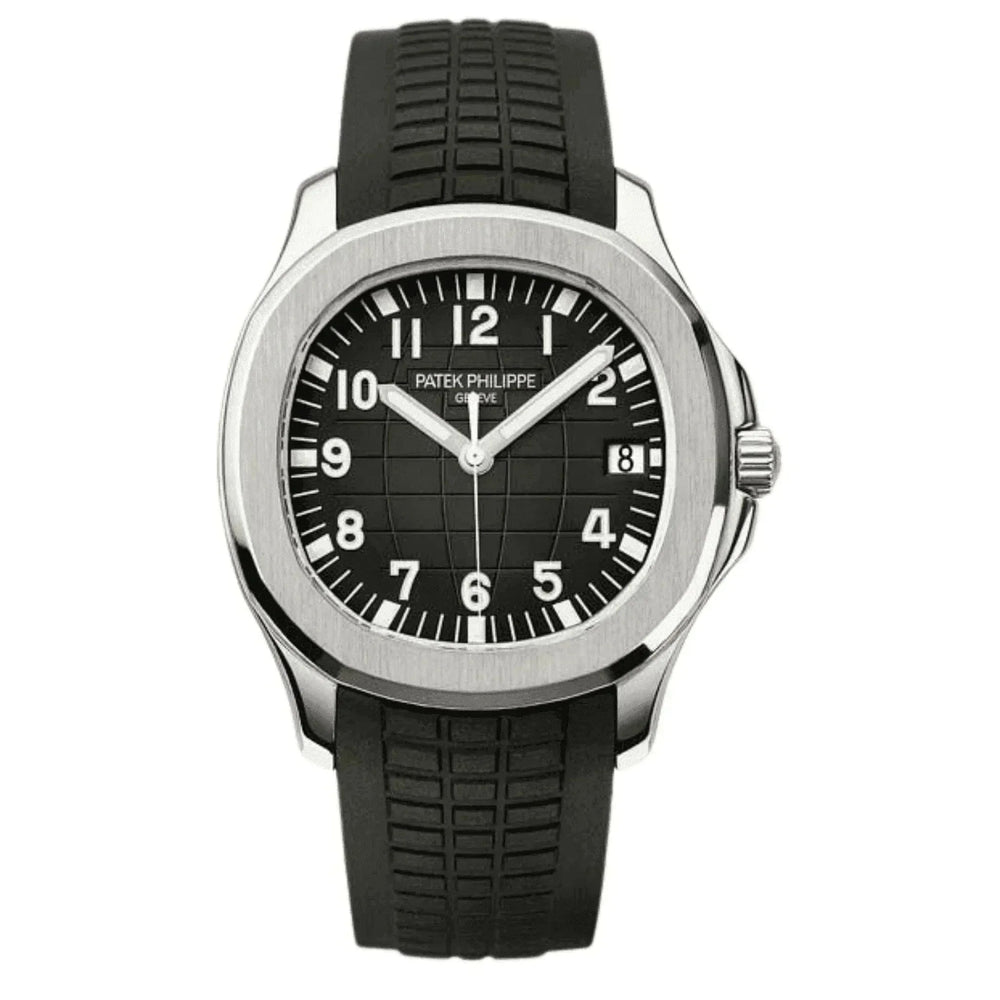 Patek Philippe Aquanaut men's black automatic watch with rubber strap and date display