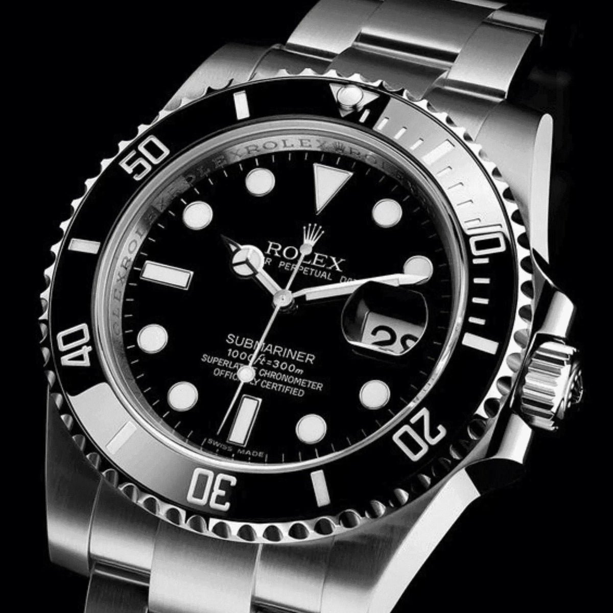 Black dial Rolex Submariner 116610LN men's watch with stainless steel bracelet