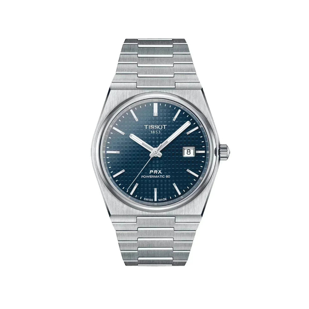 Tissot PRX Powermatic 80 men's watch with blue dial and stainless steel bracelet