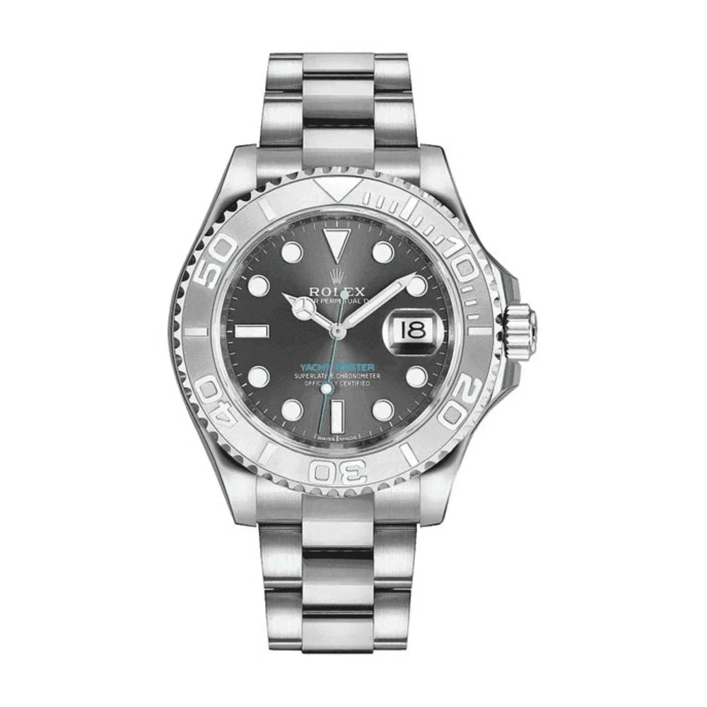 Rolex Yacht-Master 40mm men's watch with gray dial and silver bracelet
