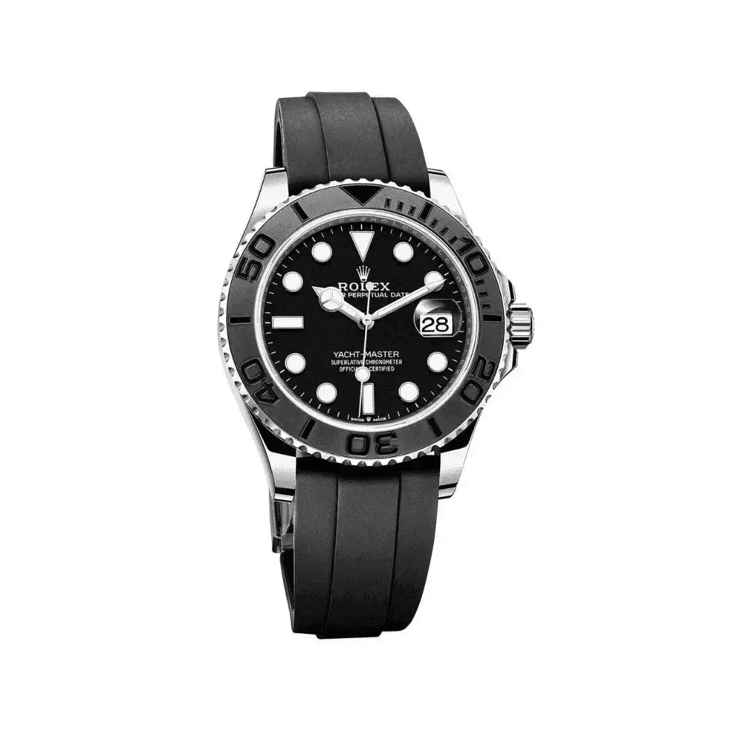 Rolex Yacht-Master men's watch with black Oysterflex strap and black dial