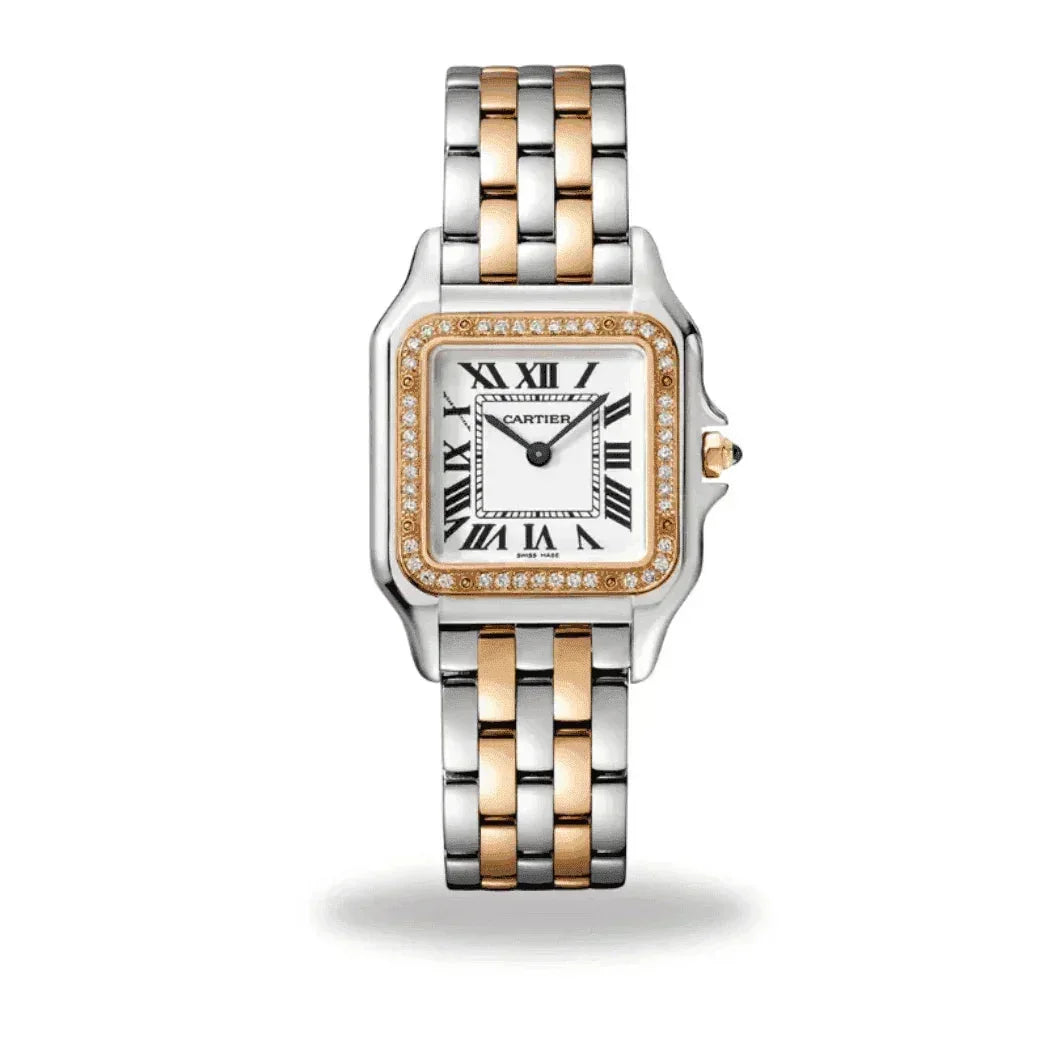 Montre Femme - Panthère Two Tone Diamond Rose Gold & Silver. - VELVERA
