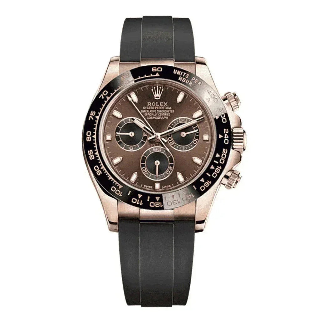 Luxury Rolex Daytona Oysterflex chocolate dial watch with black rubber strap