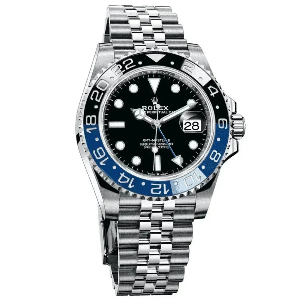 Rolex GMT-Master II Batman 126710BLNR with black and blue bezel and Jubilee bracelet