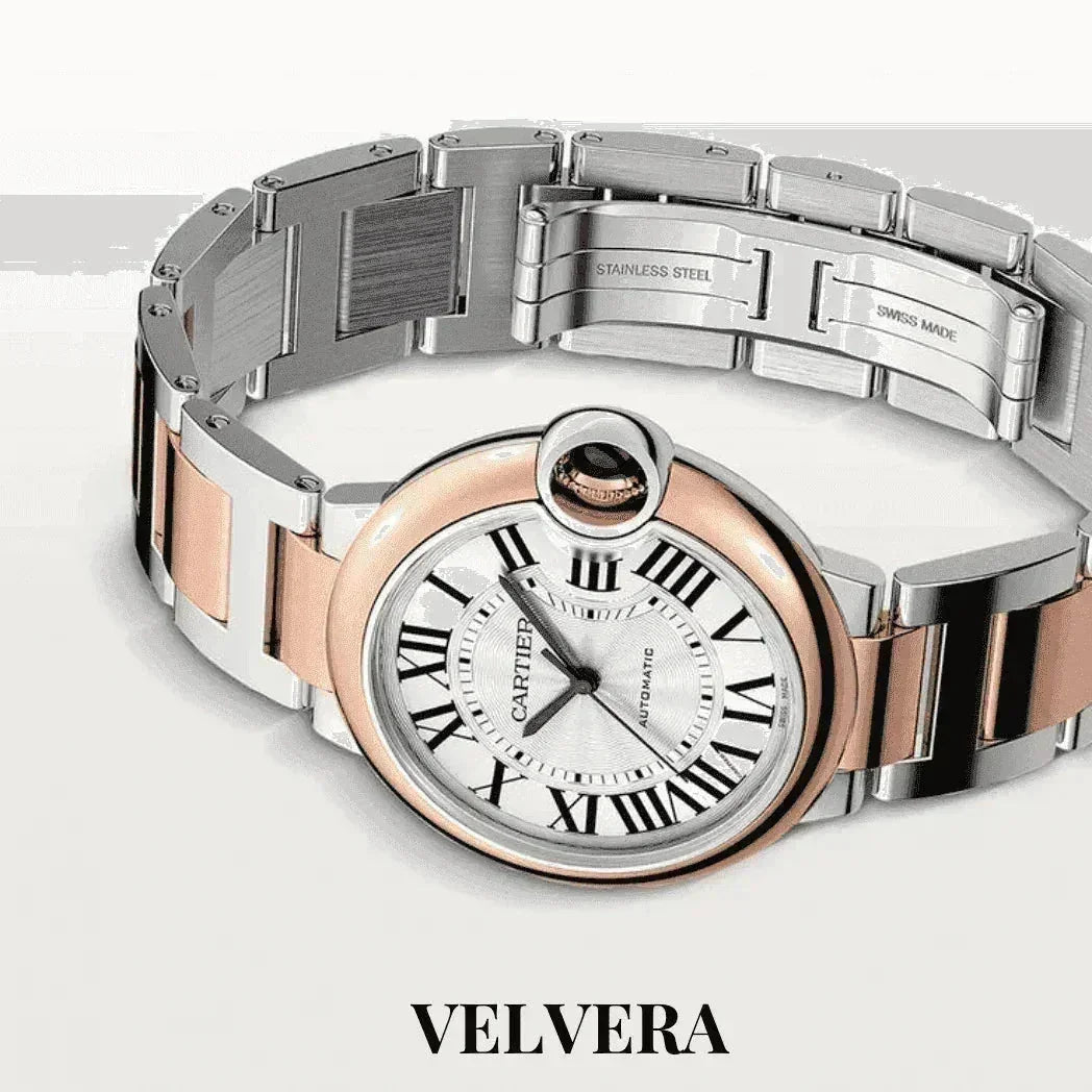 Montre Femme - Ballon Bleu Acier & Or Rosé