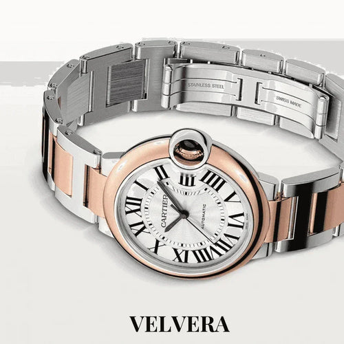 Montre Femme - Ballon Bleu Acier & Or Rosé - VELVERA
