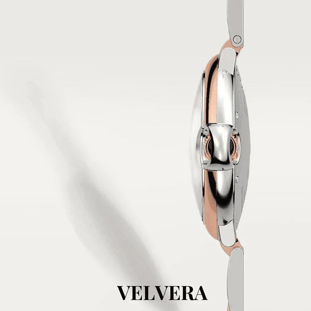 Montre Femme - Ballon Bleu Acier & Or Rosé - VELVERA
