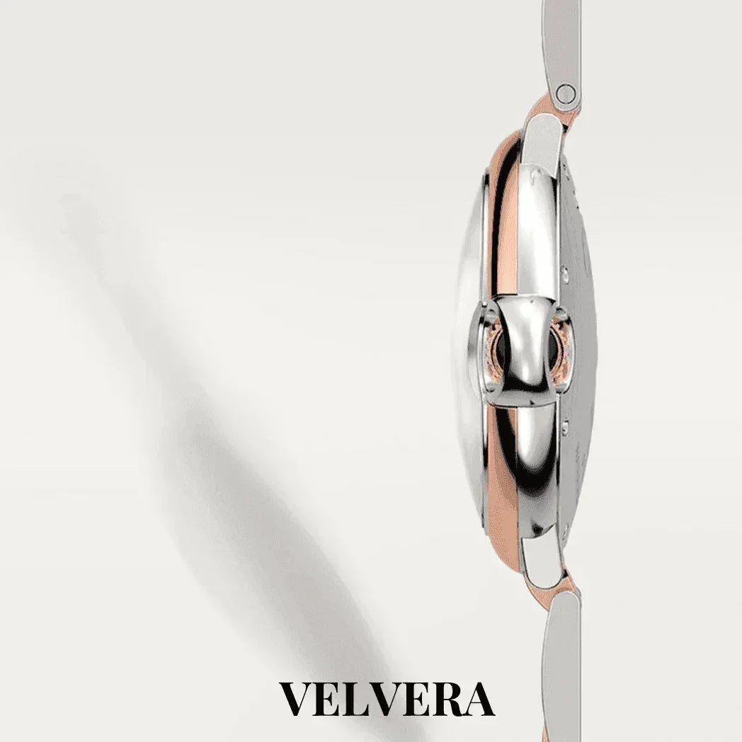 Montre Femme - Ballon Bleu Acier & Or Rosé - VELVERA