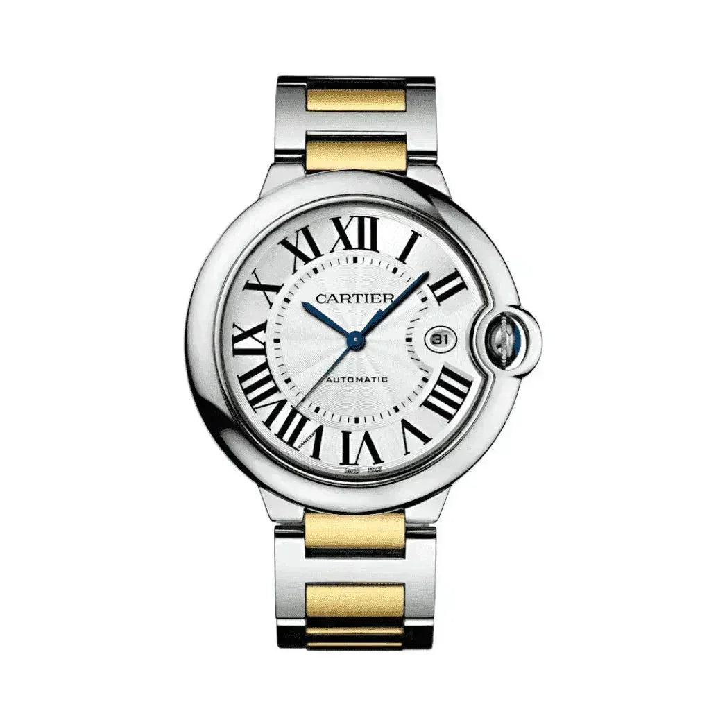 Luxury women's two-tone silver and gold Ballon Bleu watch with Roman numerals