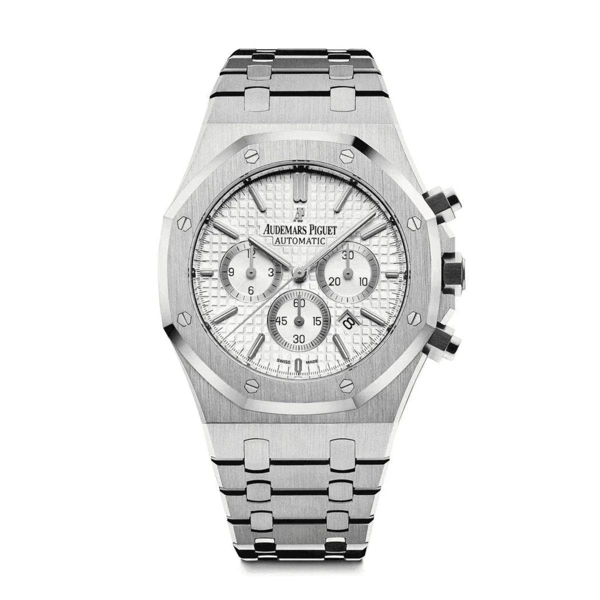 Audemars Piguet Royal Oak Chronograph 41mm men's watch with silver dial and steel bracelet