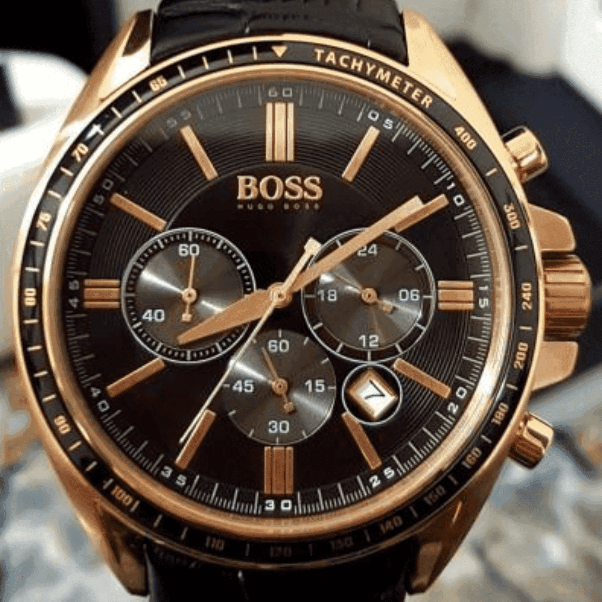 Montre Homme HB - 1513092 Chronographe en Cuir Noir - VELVERA