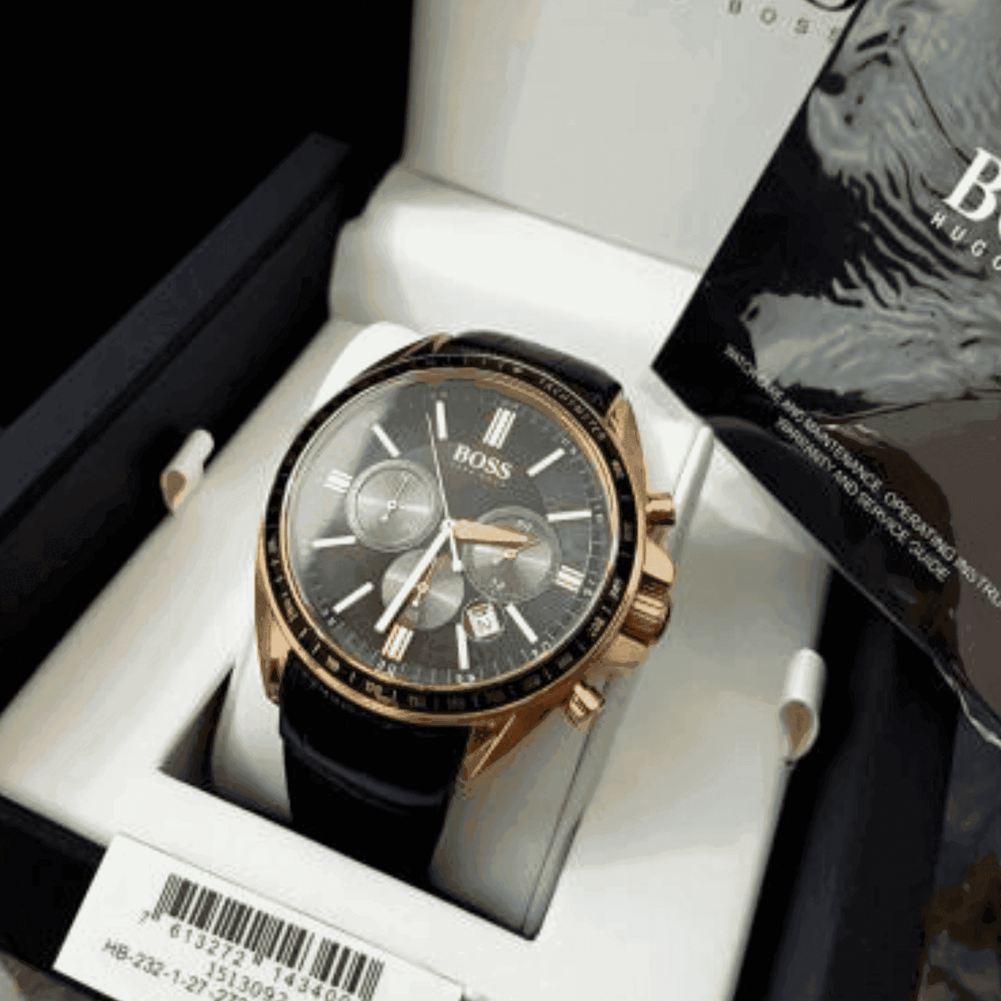 Montre Homme HB - 1513092 Chronographe en Cuir Noir - VELVERA