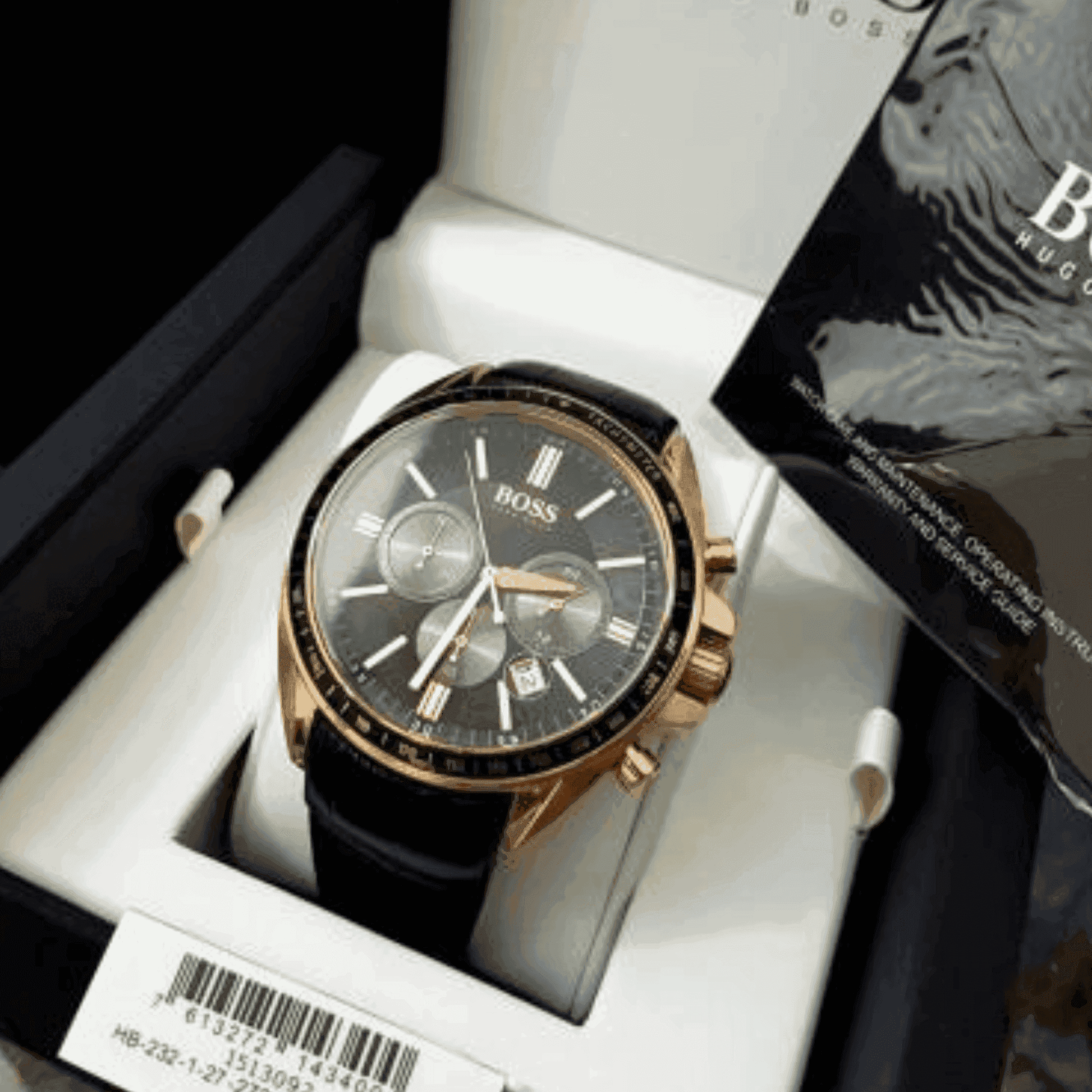 Montre Homme HB - 1513092 Chronographe en Cuir Noir - VELVERA