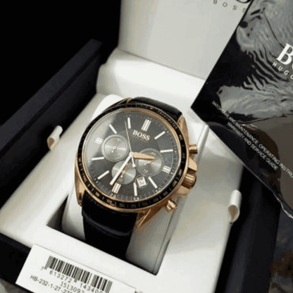 Montre Homme HB - 1513092 Chronographe en Cuir Noir - VELVERA