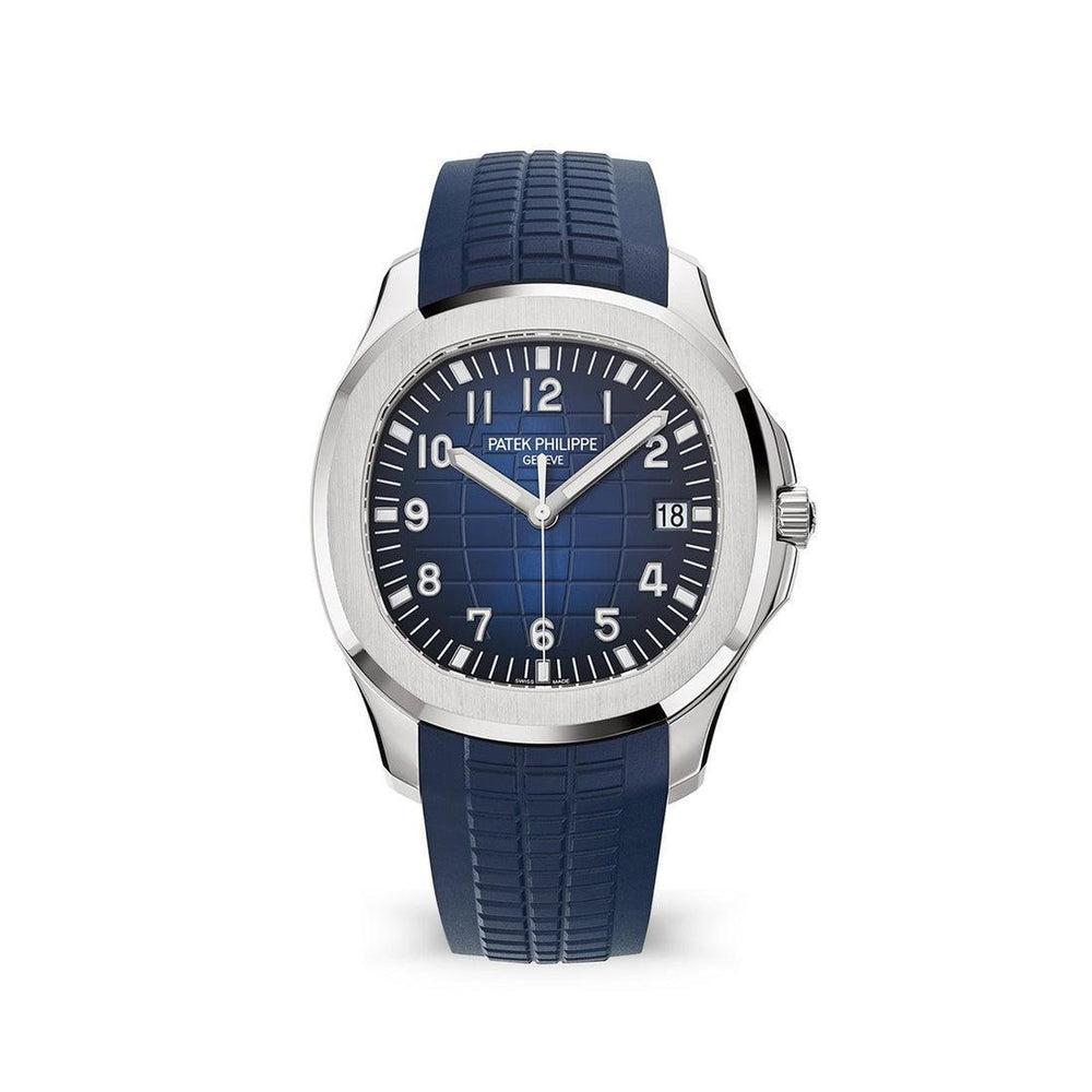 Patek Philippe Aquanaut men's automatic watch with blue dial and blue rubber strap