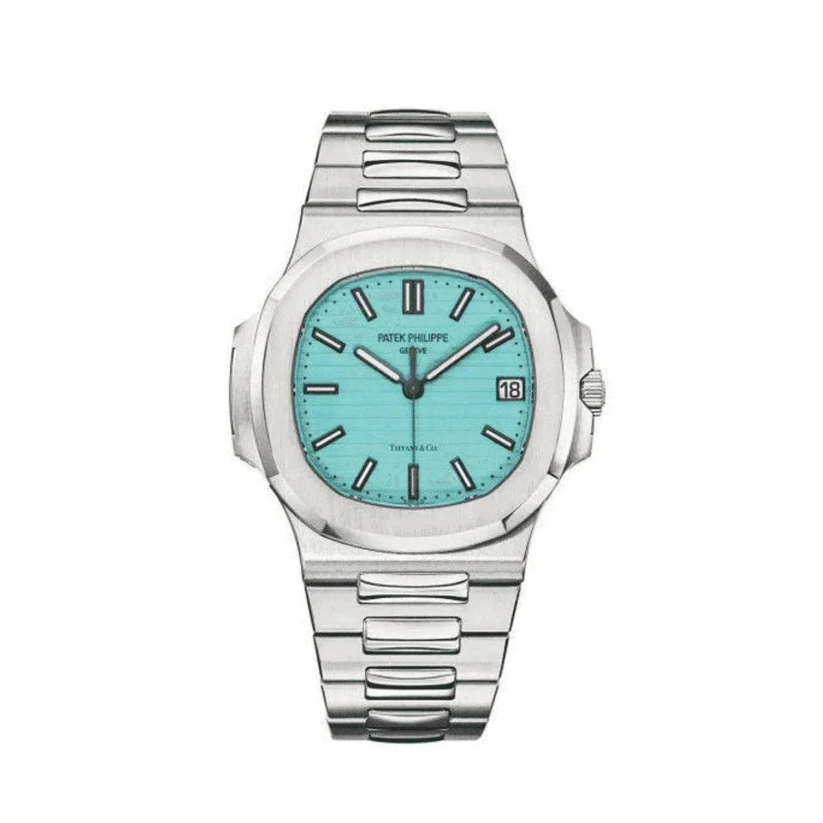 Patek Philippe Nautilus Tiffany blue dial men's automatic watch with steel bracelet