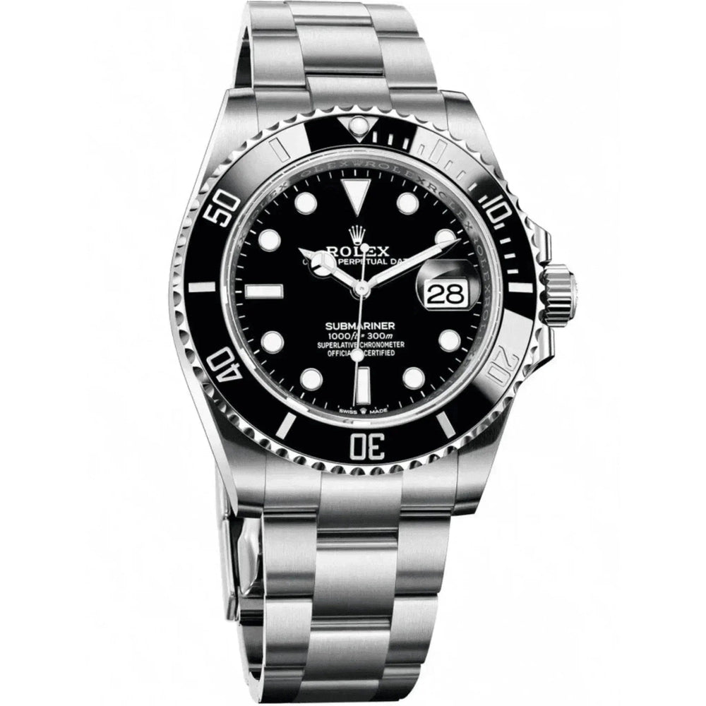 Men's Rolex Submariner black dial stainless steel luxury watch with date display